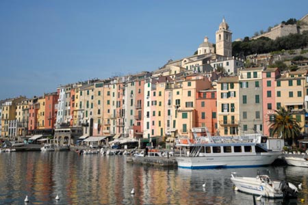 Isola Palmaria - view to Portovenere from the ferry