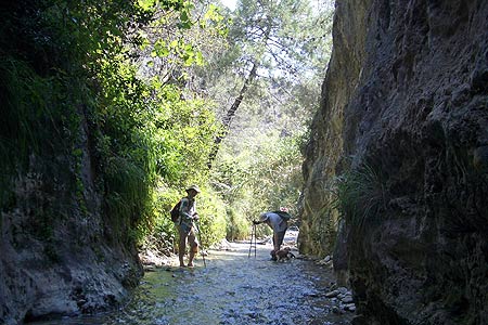 Getting wet and cool in the Rio Chillar, Nerja