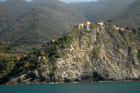 Cinque Terre village of Manarola from the sea
