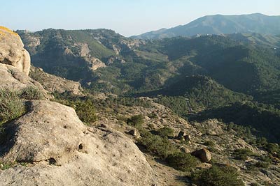 Path climbs through rocks with excellent views west
