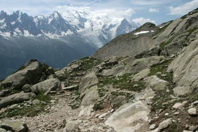 Mont Blanc and the Chamonix Aiguilles from near l'Index