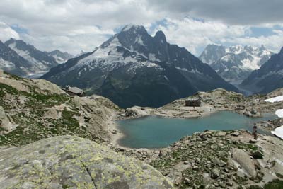 Lac Blanc is located above the Chamonix Valley
