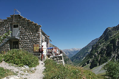 Refuge des Bans is surrounded by mountains