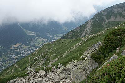 The TMB below the Refuge de Bel Lachat