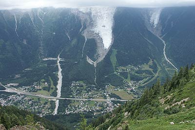 The view down into the Chamonix Valley