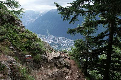The view down into the Chamonix Valley