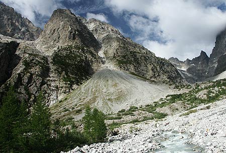 Rock buttresses on the flank of Mont Pelvoux