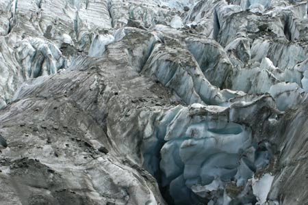 Ice and rock - a close up of the Argentière Glacier