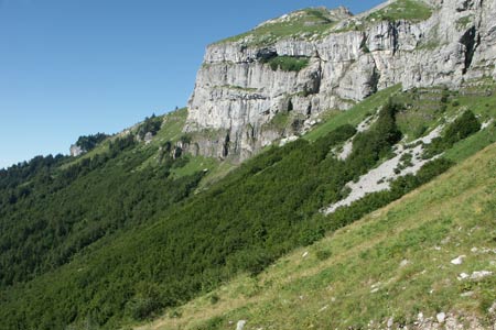 Limestone cliffs surrounding the Desert de Platé