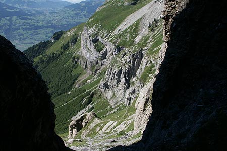 View of cliffs below the Desert de Platé