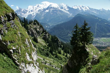 Mont Blanc dominates the descent from Desert de Platé
