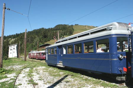 Tramway du Mont Blanc trains at Col du Voza station