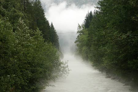 River Arveyron in spate near les Praz
