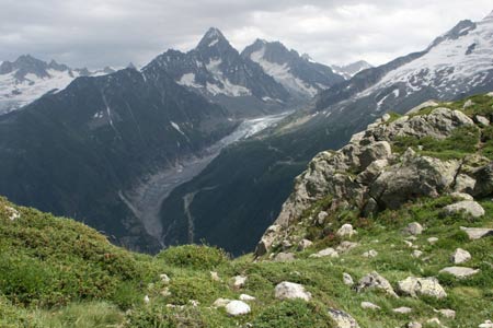 The Glacier d'Argentière from below Lac Blanc