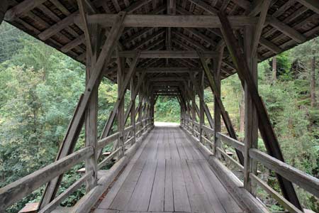 Wooden bridge over Zemmbach River, Hochsteg