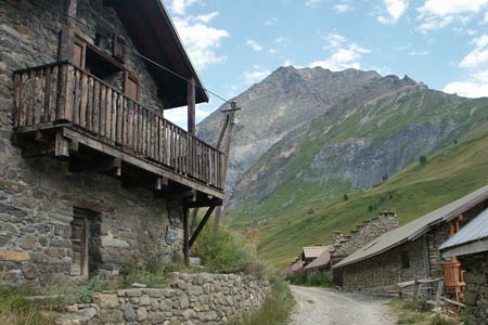 Stone built houses with iron roofs at les Hières