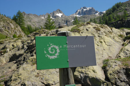 Mercantour National Park sign near la Madone de Fenestre