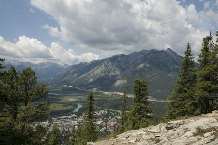 View to Lake Louise from summit of Tunnel Mountain