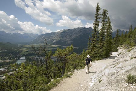 Descending the path from Tunnel Mountain's summit