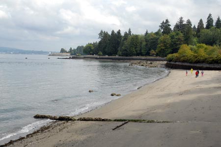 Sandy beach on Burrard Inlet side of Stanley Park