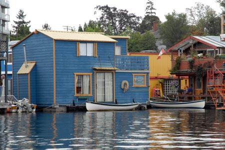 Floating houses at Fisherman's Wharf, Victoria