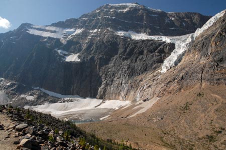 View from trail to Angel Glacier and Cavell Pond