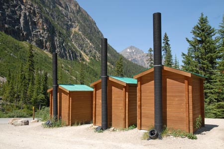 Environmental toilets at Cavell Road trailhead