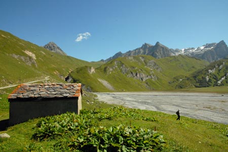 Lac de la Gliere is a wide alluvial plain