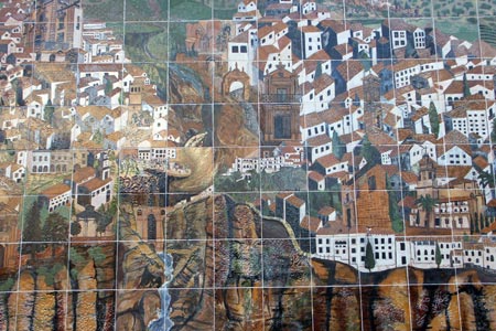 Tiled wall showing the El Tajo canyon in Ronda