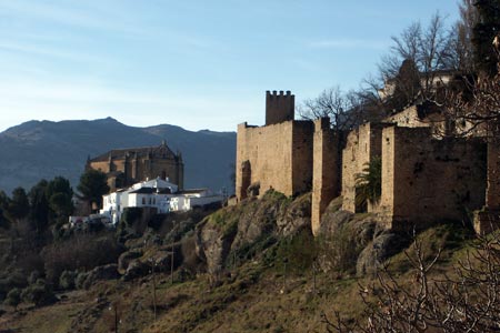 Ronda - view along city walls to Church of the Holy Ghost