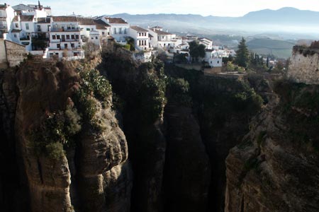 View east along El Tajo canyon from Old Bridge, Ronda