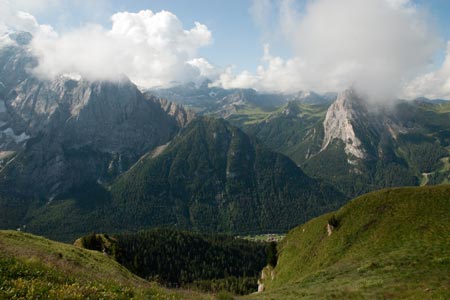 The views across the valley above Canazei