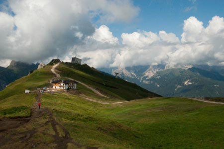 Looking back to the Col di Rossi cable car station