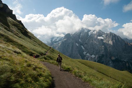 The Marmolada seen from the Viel de Pan path