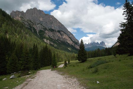 Viwe down Val de Contrin to Sassopiatto and Sassolungo