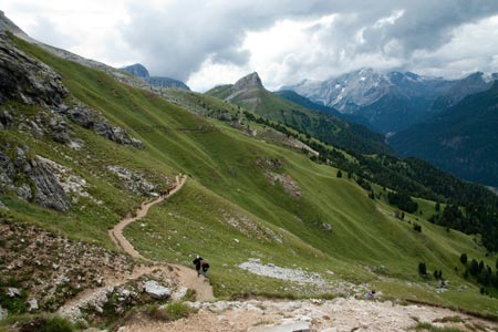 View to Rodela on Path 557 near Rifugio Sandro Pertini