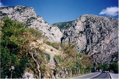 Delphi - view to the ancient site and pinnacles
