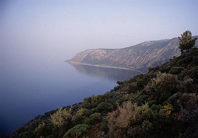 View along coast of Crete between Paleohora & Soughia