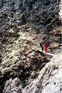 Footbridge on the Pisciadu Climbing Path