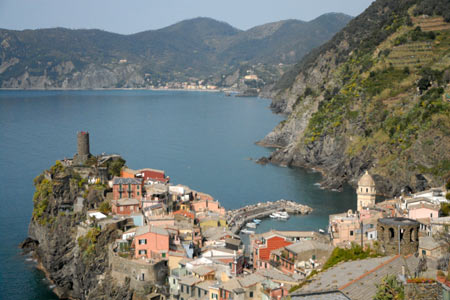 View of Vernazza from coastal path
