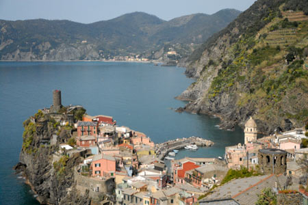 View of Vernazza from coastal path